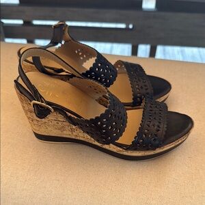 Elegant Black Wedge Sandals